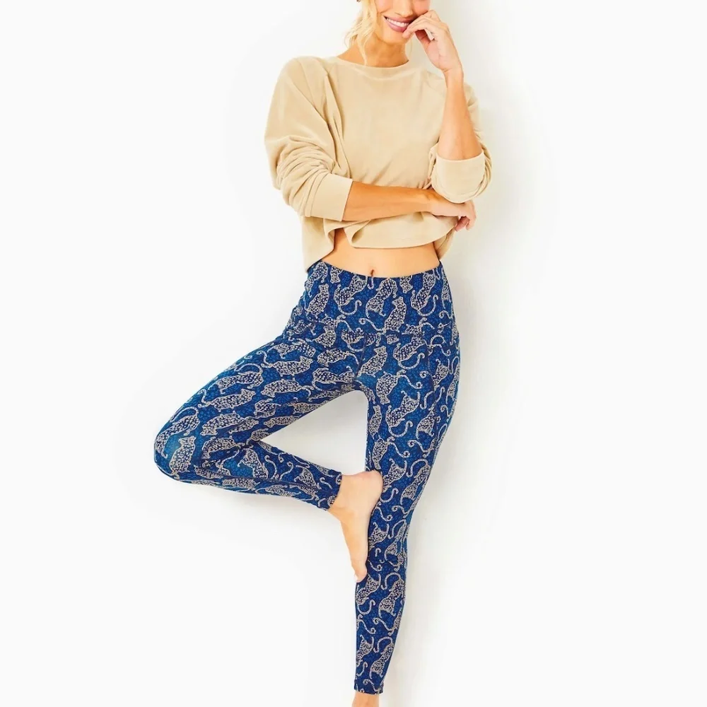 EUC Lilly Pulitzer UPF 50+ Luxletic South Beach High Rise Legging Leopard XL - Picture 1 of 6